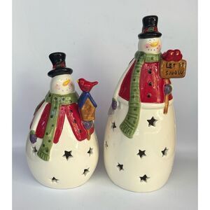 Vintage Costco Set of 2 Snowmen with Color Changing Led Lights
